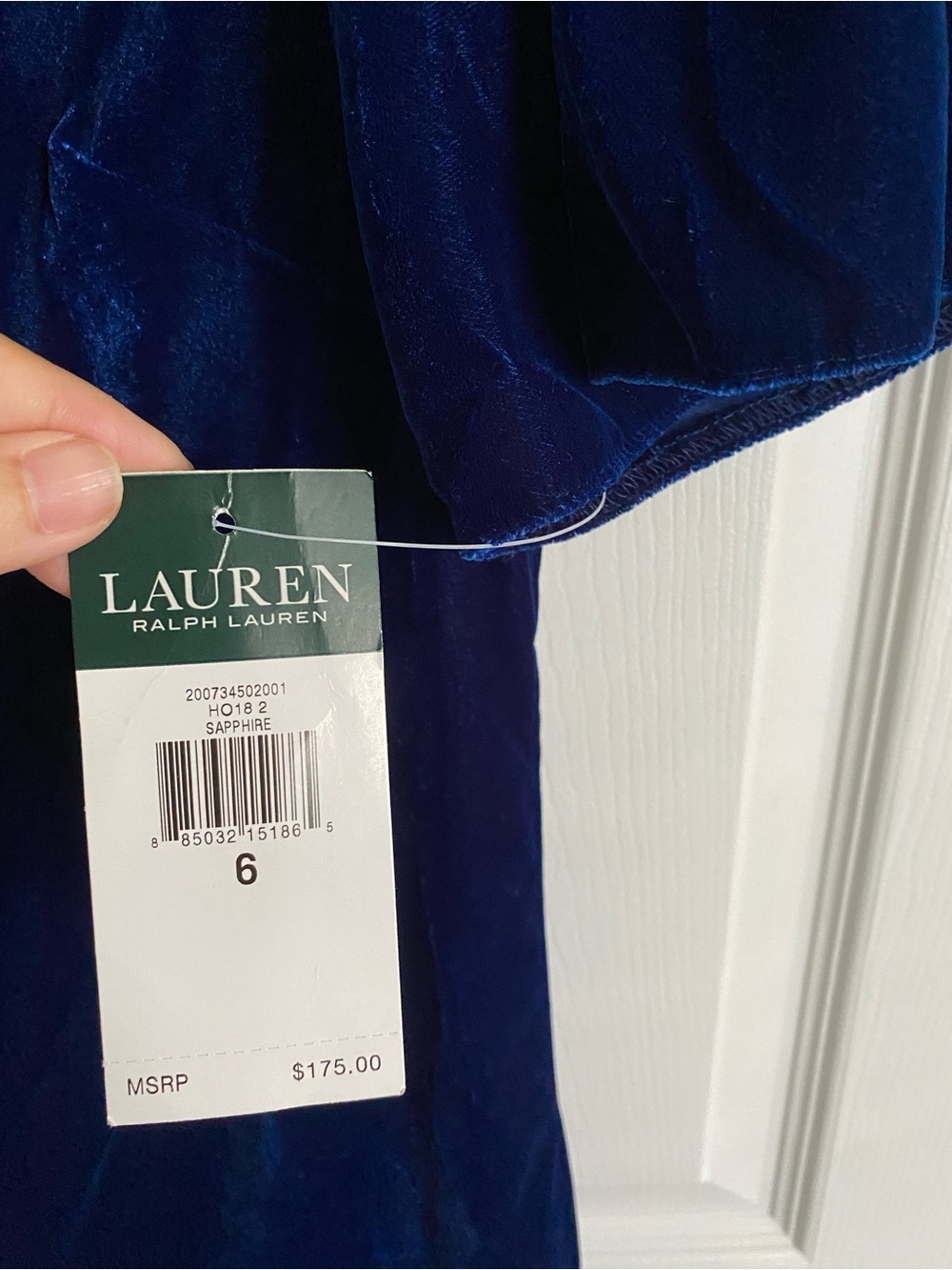NWT Lauren Ralph Lauren Sapphire Blue Velvet Short-Sleeve Sheath Dress – Size 6 - Picture 4 of 4